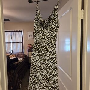 Audrey 3+1 Black and White Slip Dress Cowl Neck Midi